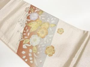 作家物　金彩手描き蝶に辻が花模様袋帯